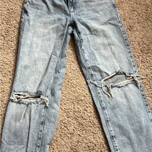Garage Blue Straight Jeans Distressed Look